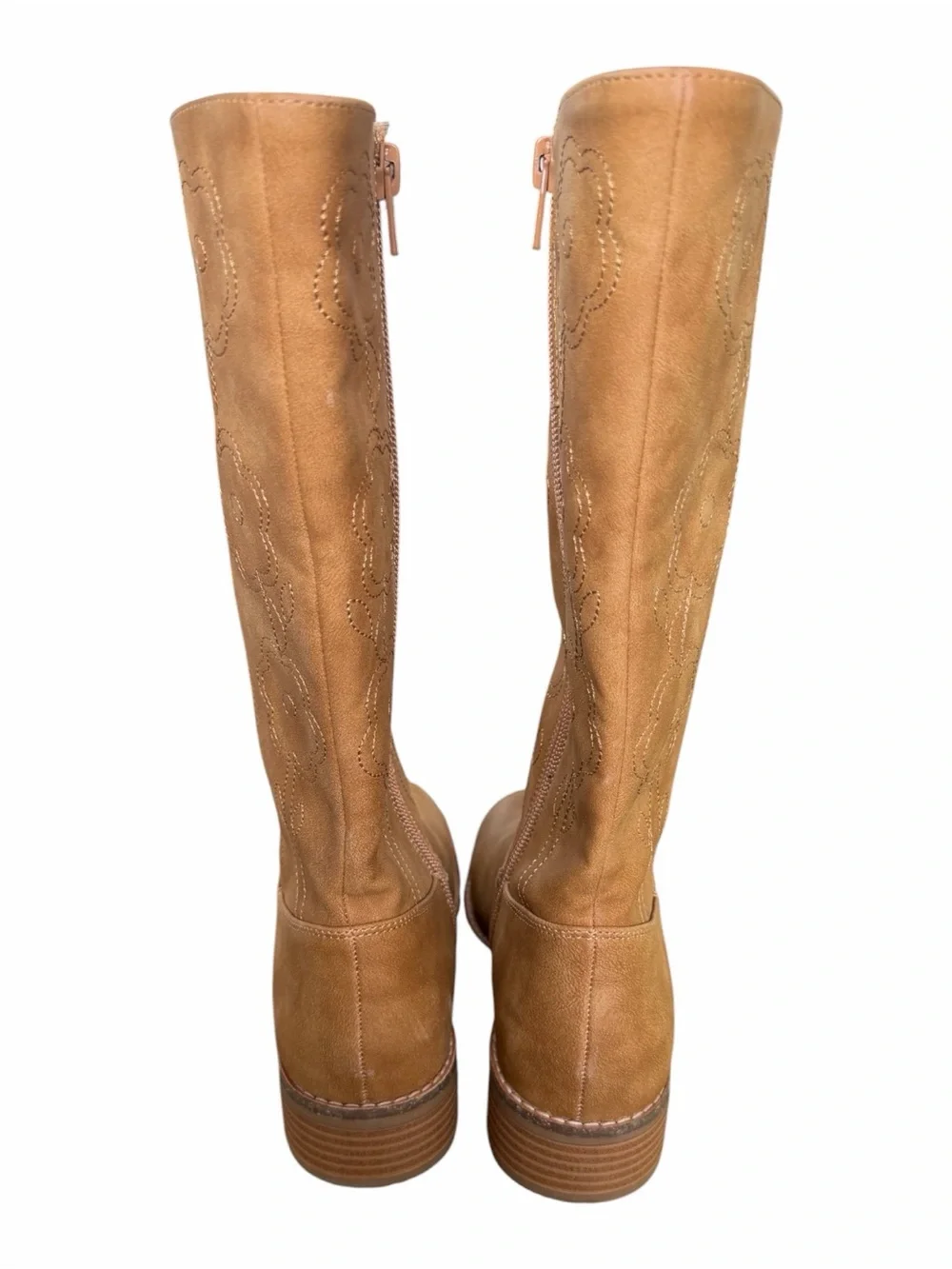 Steve Madden Tan Suede Floral Knee-High Kids Boots